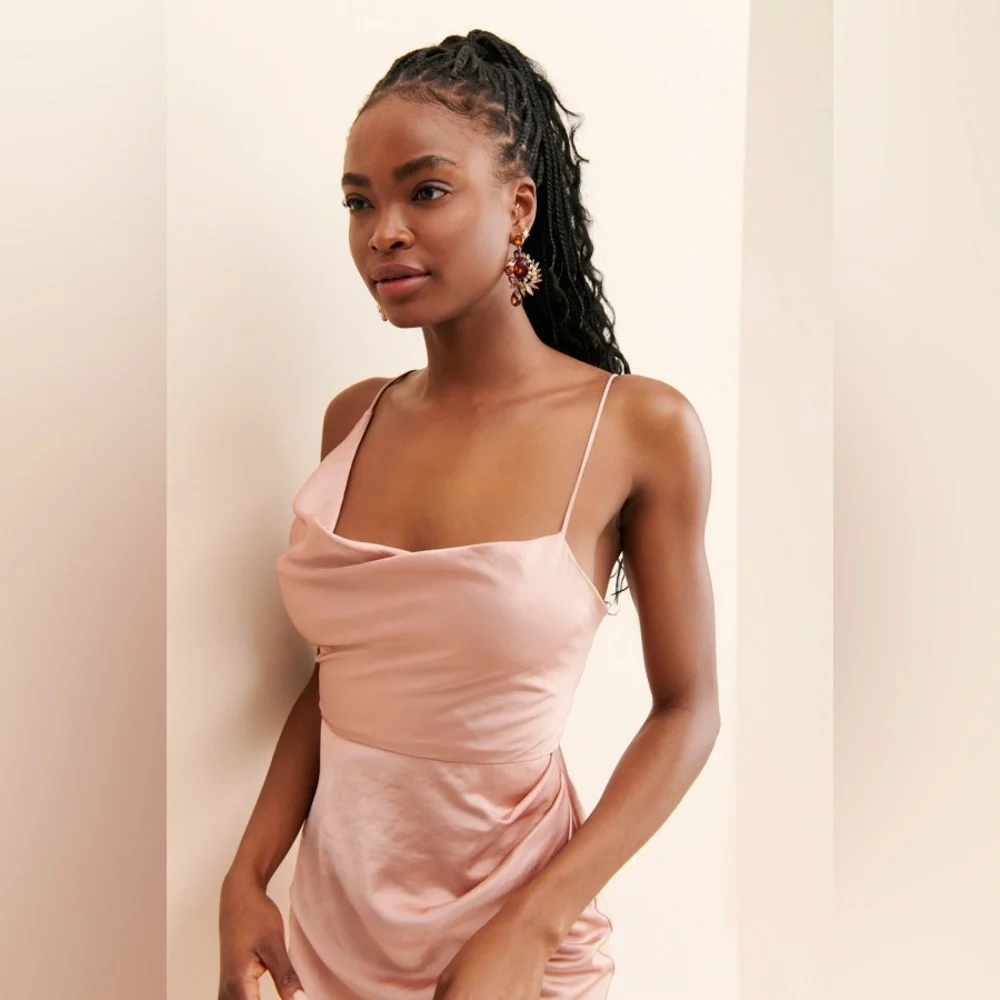 NEW SIGNIFICANT OTHER x REVOLVE aria satin maxi midi dress in nougat - Picture 8 of 12